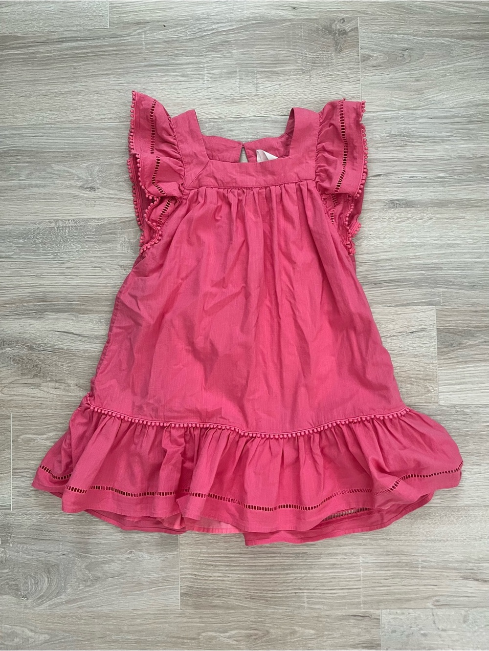 J.Crew Crewcuts Girls' ruffle-shoulder dress with eyelet trim Tea Rose - Size 7